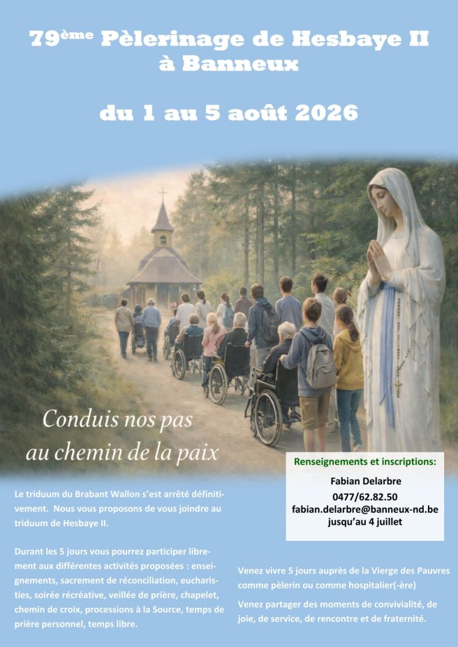Pèlerinage à Banneux du 1er au 5&nbsp;août