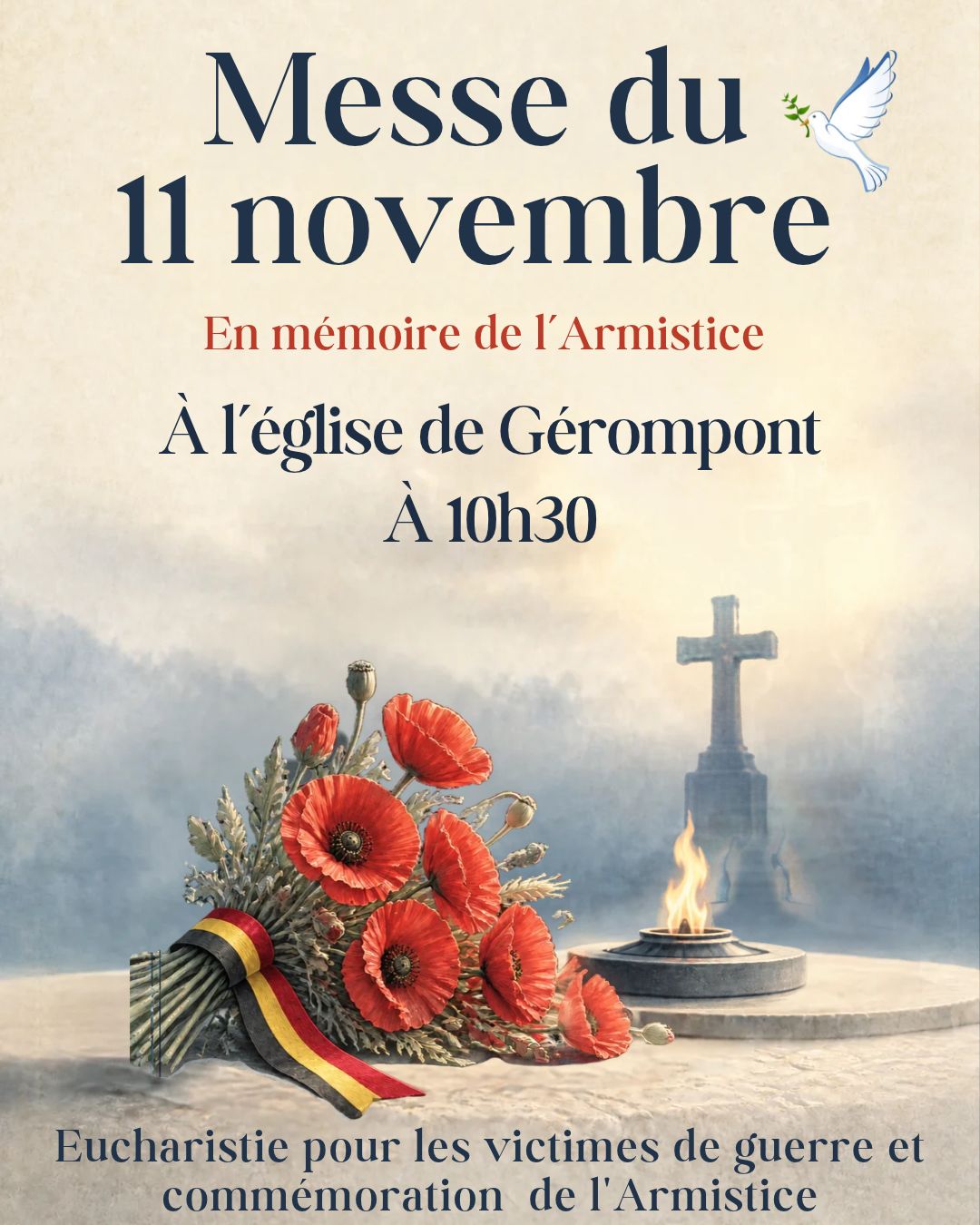 Messe commémorative de l&rsquo;Armistice à l&rsquo;église de&nbsp;Gérompont