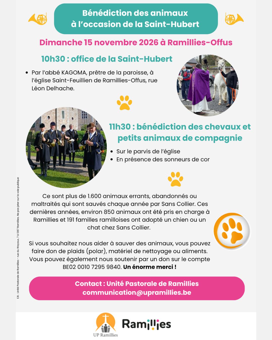 Bénédiction des animaux à l’Église de&nbsp;Ramillies-Offus